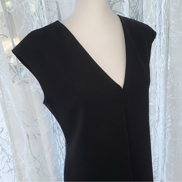 THE ROW BLACK V-NECK SLEEVELESS JEANE MIDI DRESS - Picture 3 of 12